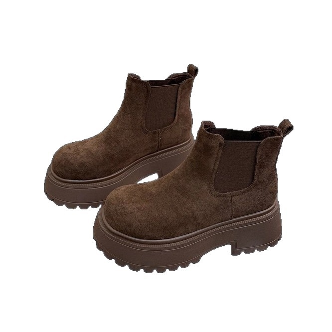 Μποτάκια Martin για γυναίκες από γνήσιο δέρμα, με παχιά σόλα για αύξηση ύψους, 3-5 cm ύψος τακουνιού, χαμηλός κορμός, καουτσούκ σόλα