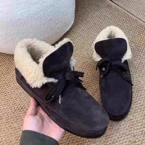 Ženske snježne čizme, korejskog stila, okrugli vrh, unutarnji 3–5 cm podizni potpetica, umjetna pliš podstava, gumena potplat