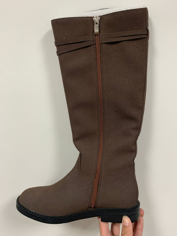 Cizme de cavaler pentru femei, din piele naturală, tibie înaltă, fermoar lateral, toc gros de 3–5 cm