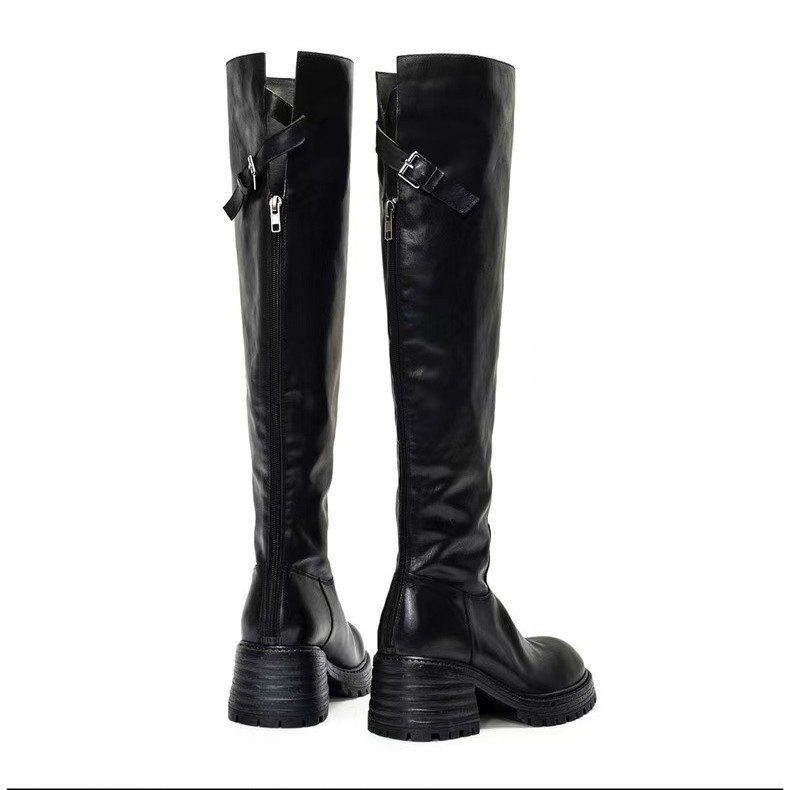 Ženske čizme iznad koljena s debelim potpeticama 6-8 cm, visokim krojem, vodootporne, protuklizne