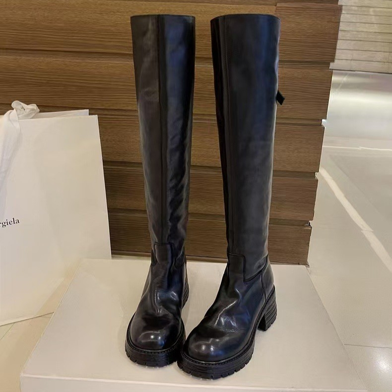 Ženske čizme iznad koljena s debelim potpeticama 6-8 cm, visokim krojem, vodootporne, protuklizne