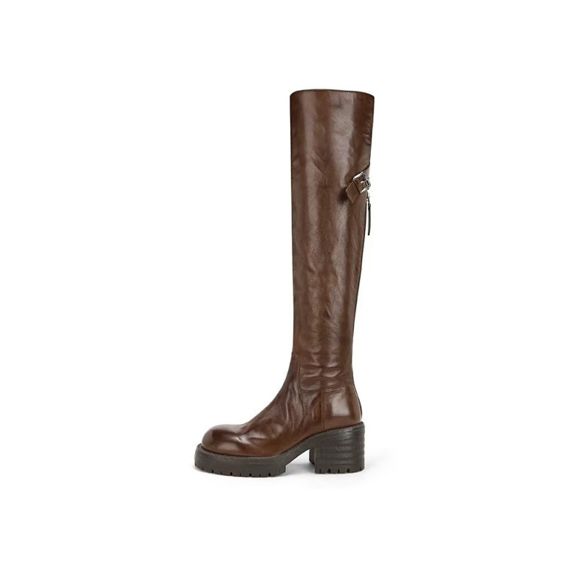 Ženske čizme iznad koljena s debelim potpeticama 6-8 cm, visokim krojem, vodootporne, protuklizne