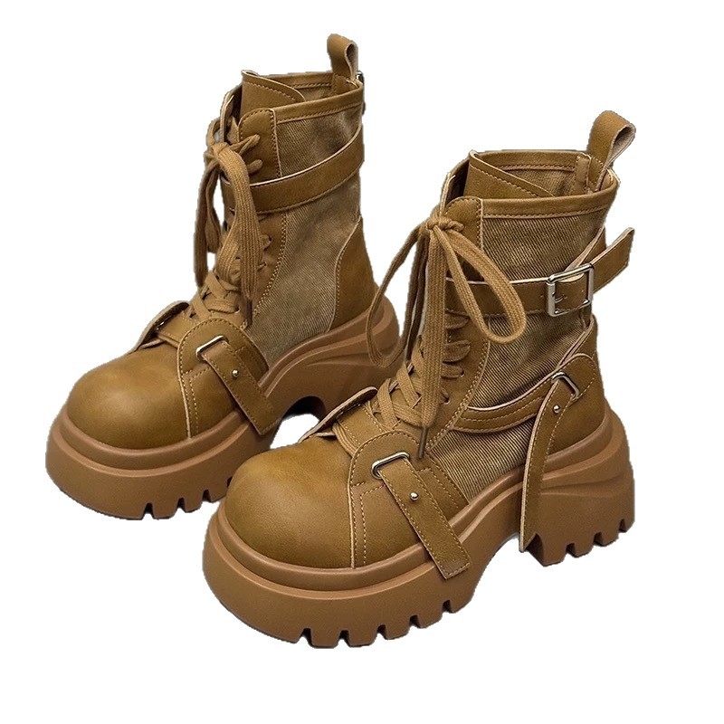 Ženske Martin čizme, do sredine potkoljenice, suede gornji dio, gumeni potplat, debeli pet 3-5 cm, bočni zatvarač