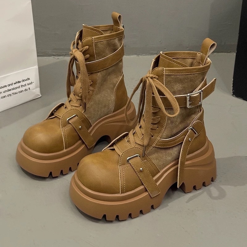 Ženske Martin čizme, do sredine potkoljenice, suede gornji dio, gumeni potplat, debeli pet 3-5 cm, bočni zatvarač