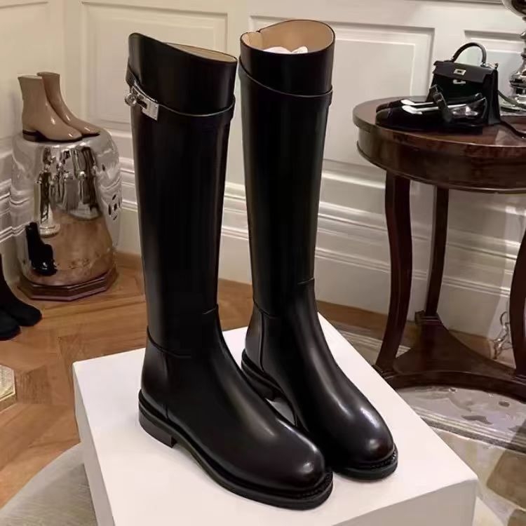 Dámske čižmy po kolená na jazdu, vrchný materiál mikrovlákno, gumová podrážka, zadný zips, nízka hrubá päta 1–3 cm