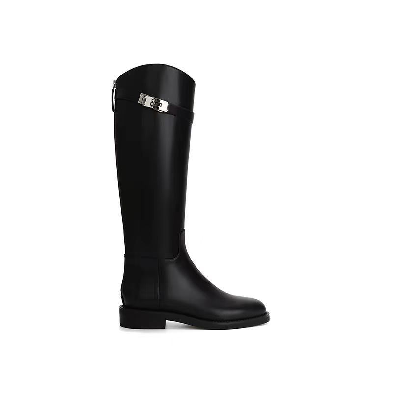 Dámske čižmy po kolená na jazdu, vrchný materiál mikrovlákno, gumová podrážka, zadný zips, nízka hrubá päta 1–3 cm