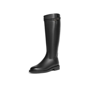 Rytierské topánky z pravej kože, bočný zips, vysoký holenný diel, gumová podrážka, podpätok 3–5 cm