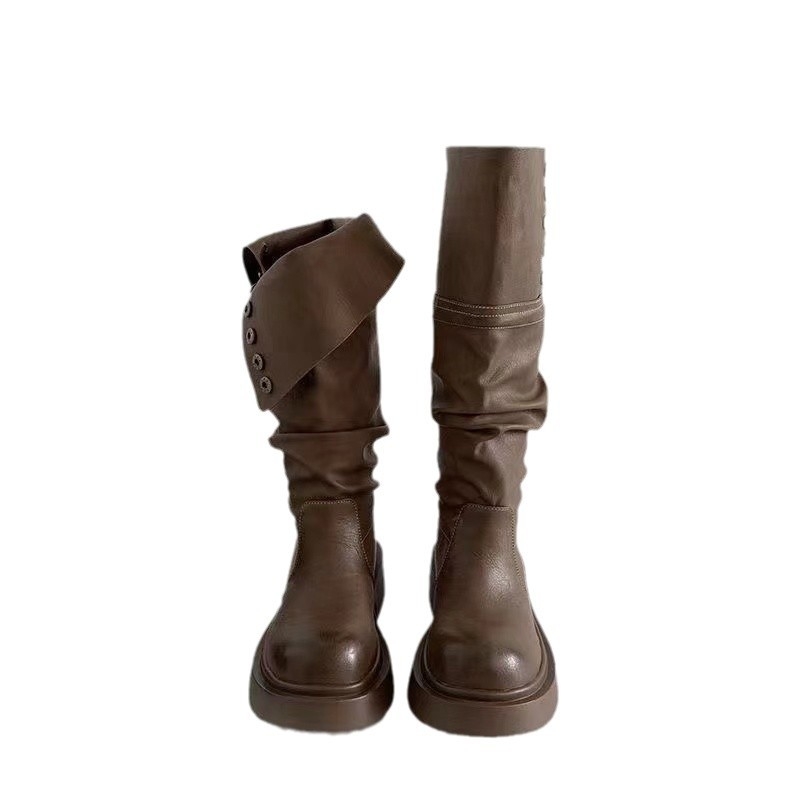Ženske čizme Martin s PU gornjim dijelom, gumom na đonu, bočni zip, okrugli vrh, kvadratna peta 3–5 cm
