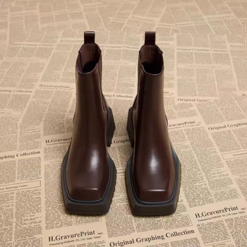 Ženske Martin čizme - Sintetička koža, Gumena potplata, Kvadratni vrh, Debeli potpetica 6–8 cm