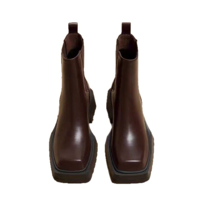 Ženske Martin čizme - Sintetička koža, Gumena potplata, Kvadratni vrh, Debeli potpetica 6–8 cm