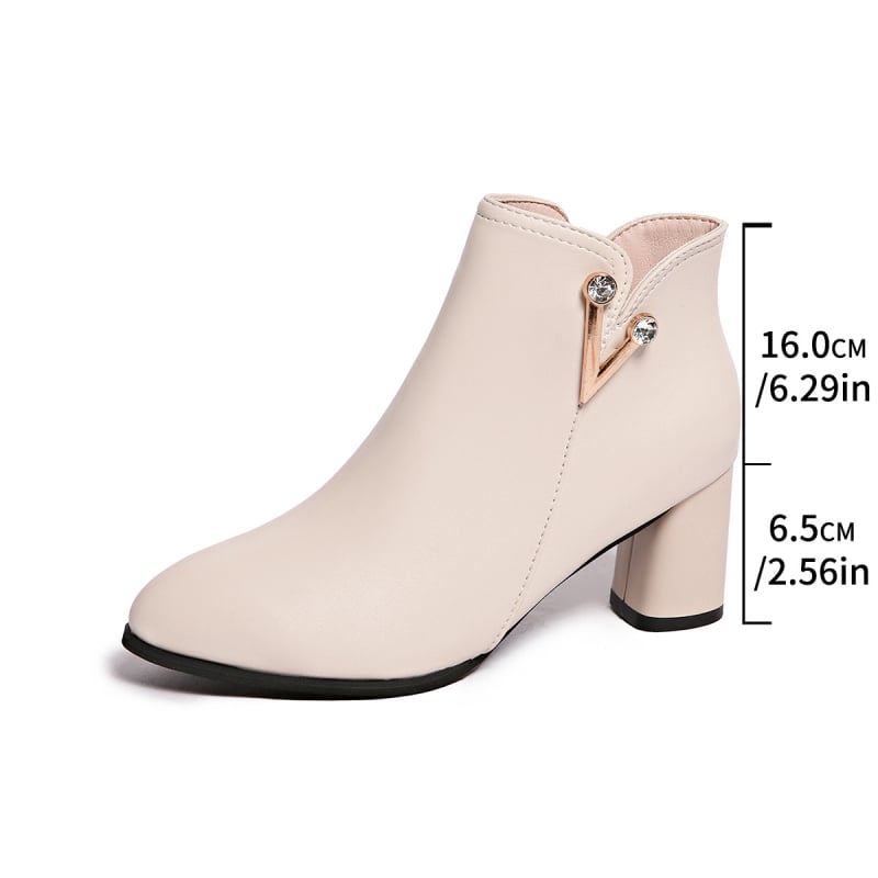 Ženske Martin čizme s bočnim zatvaračem, okrugli vrh, debeli potpetica 6-8 cm, PU gornji dio, gumena potplata