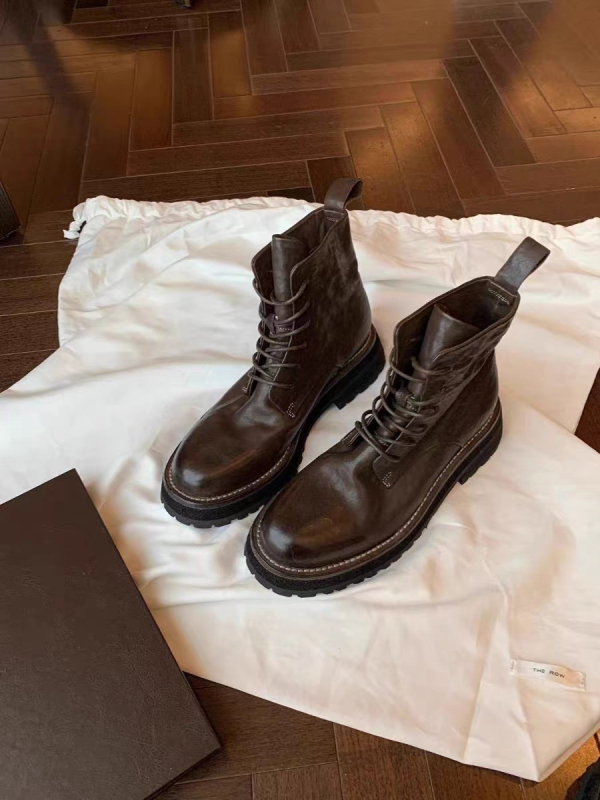 Ghete Martin pentru femei - stil britanic, vârf rotund, toc gros 3-5 cm, fermoar lateral, partea superioară din piele de vacă, talpă din cauciuc