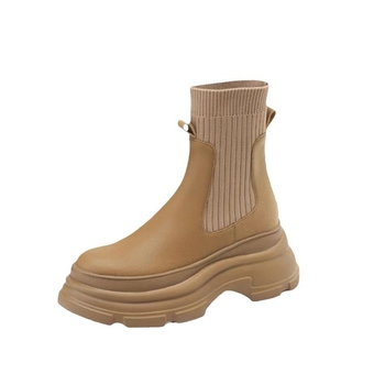 Ženske Martin čizme s debelim potplatom i platformom, dizajn čarape, zaobljeni vrh, chunky pet 3–5 cm, srednja visina čizme