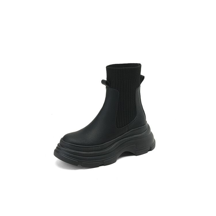 Ženske Martin čizme s debelim potplatom i platformom, dizajn čarape, zaobljeni vrh, chunky pet 3–5 cm, srednja visina čizme