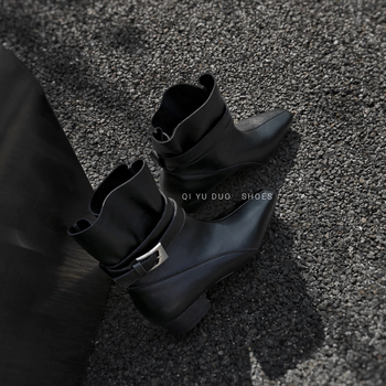 Ženske modne čizme u retro stilu, kvadratni nos, debeli pet 3-5 cm, PU gornji dio