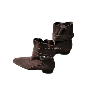 Ženske modne čizme u retro stilu, kvadratni nos, debeli pet 3-5 cm, PU gornji dio