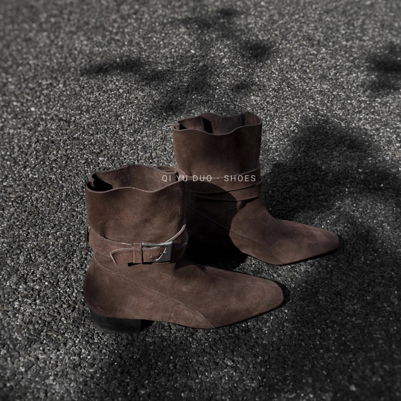 Ženske modne čizme u retro stilu, kvadratni nos, debeli pet 3-5 cm, PU gornji dio