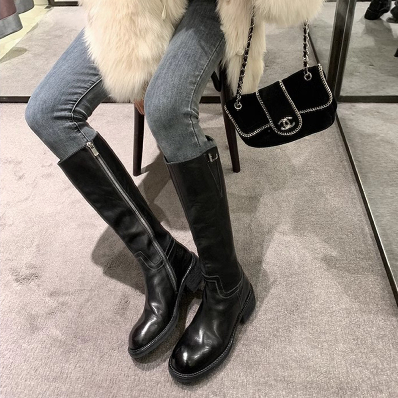 Ženske jahačke čizme, gornji dio od mikrovlakna, okrugli vrh, bočni zatvarač, debeli pet