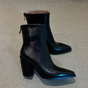 Ženske Chelsea čizme – gornji dio od mikrovlakna, oštar vrh, debeli pet 6–8 cm, stražnji zatvarač