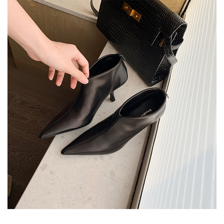 Ženske modne čizme s uskim vrhom, stiletto petom 6–8 cm, gornji dio od mikrovlakana, PU podstava, gumena potplat