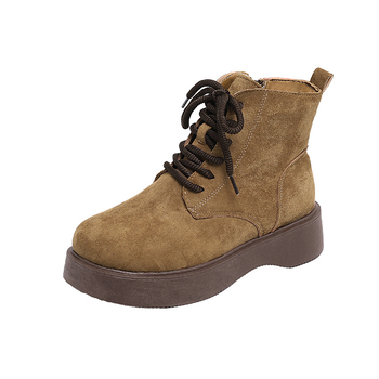 Martin čizme za zimu, srednje visoke, debeli potplat, vezanje sprijeda, podstava od umjetne dlake (Mid-calf shaft; 3–5 cm heel; Pigskin upper; Lace-up; Fleece lining)