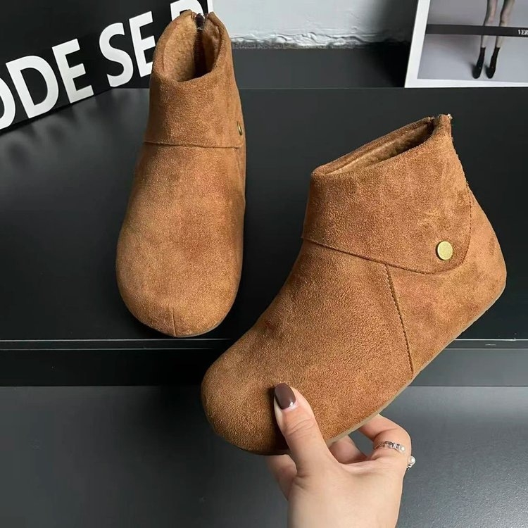 Retro ženske gležnjače od PU umjetne kože, zaobljeni vrh, klinasti potpetica, niski šev, zatvarač