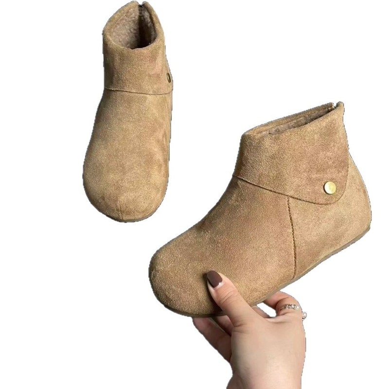 Retro ženske gležnjače od PU umjetne kože, zaobljeni vrh, klinasti potpetica, niski šev, zatvarač
