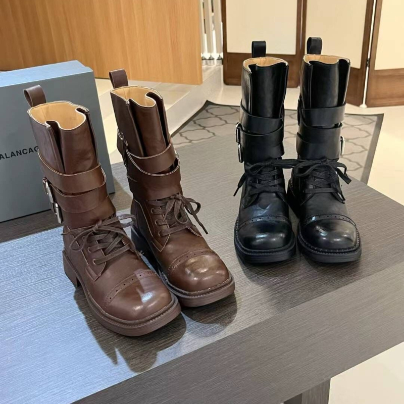 Ženske Knight čizme s visokim nadkoljenim, okrugla nosnica, gumena potplata, gornji dio od druge kože, peta 3–5 cm, korejski stil.