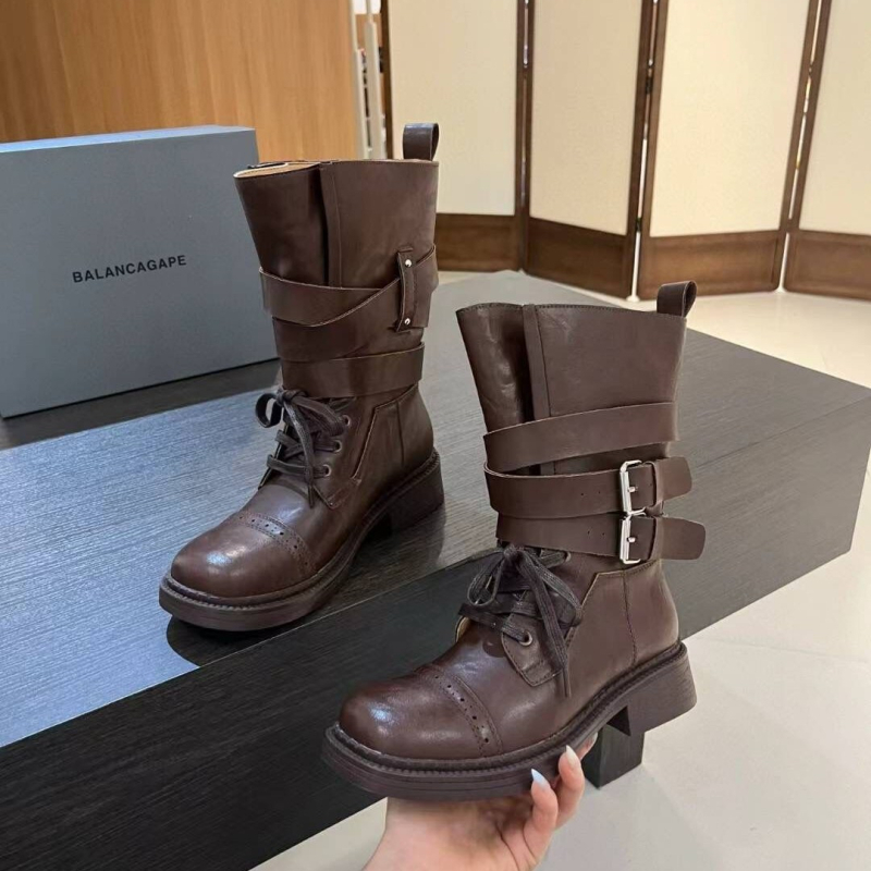 Ženske Knight čizme s visokim nadkoljenim, okrugla nosnica, gumena potplata, gornji dio od druge kože, peta 3–5 cm, korejski stil.