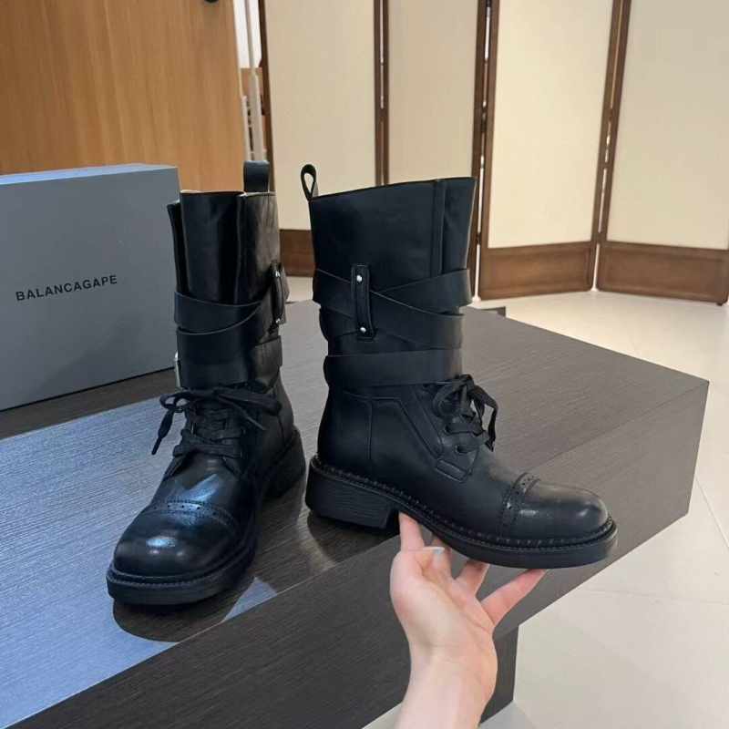 Ženske Knight čizme s visokim nadkoljenim, okrugla nosnica, gumena potplata, gornji dio od druge kože, peta 3–5 cm, korejski stil.