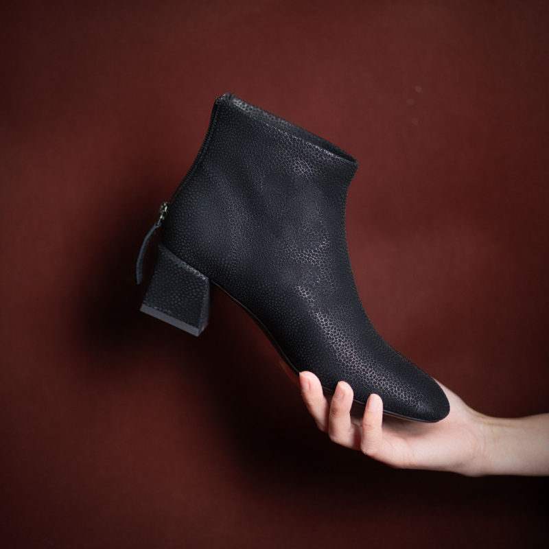 Ženske uske čizme od ovčje kože, klinasti potpetica, oštar vrh, francuski retro stil, 3–5 cm