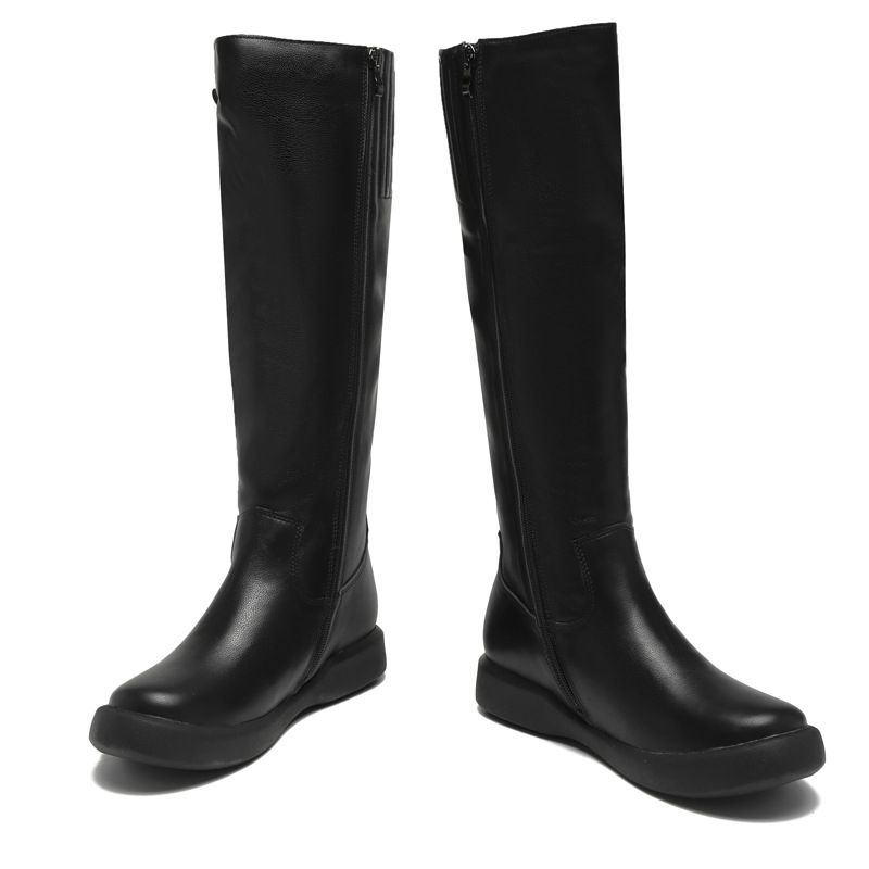 Ženske Martin čizme s gornjim dijelom od kože prve klase, visok shaft, gumeni potplat, bočni zatvarač, debeli potpetica 3-5 cm