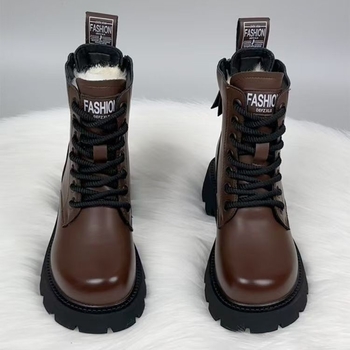 Ženske Martin čizme s flis iznutrom, PU gornji dio, gumeni đon, bočni zatvarač, debeli pet 3–5 cm, zima 2025