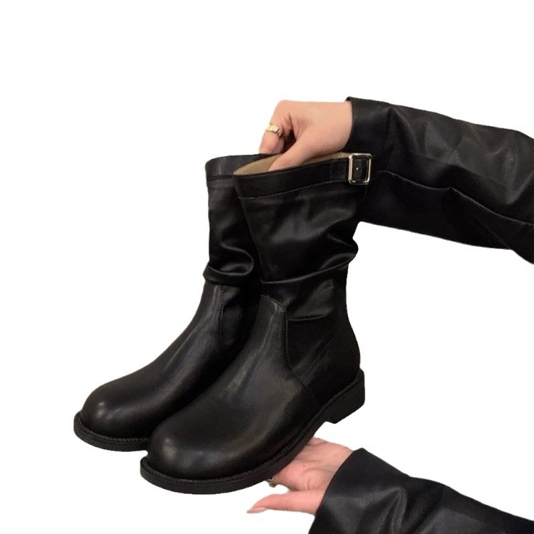 Ženske Martin čizme, gornji dio od mikrovlakana, gumena potplat, okrugli vrh, debeli pet 3-5 cm