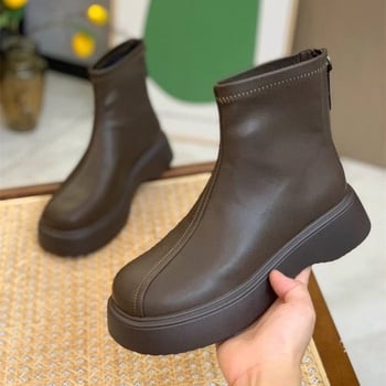 Ženske Chelsea čizme | Povećanje visine uz debelu gumenu potplat, srednja peta 3-5 cm, srednja visina čizme, stražnji zatvarač, gornji materijal: Super Fiber