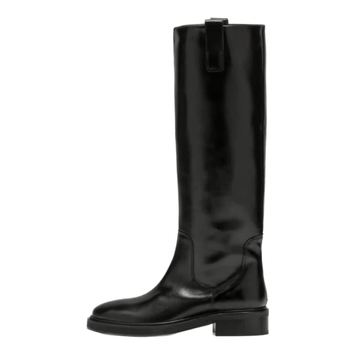 Ženske Knight čizme od prave kože, zaobljen vrh, debeli pet 3–5 cm, srednja visina čizme, gumeni đon, podstava od ovčje vune, ulošak od super vlakana