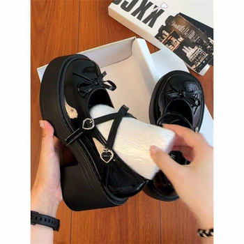 Женски Mary Jane обувки от PU кожа, дебел ток, нисък ток до 3 см, подметка TPU