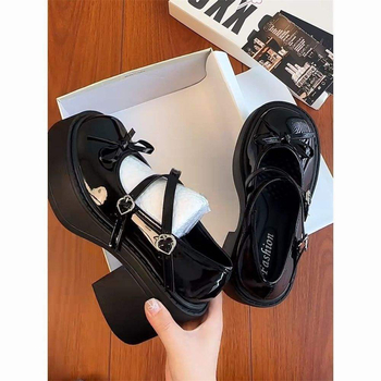 Женски Mary Jane обувки от PU кожа, дебел ток, нисък ток до 3 см, подметка TPU