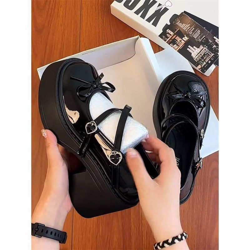 Женски Mary Jane обувки от PU кожа, дебел ток, нисък ток до 3 см, подметка TPU