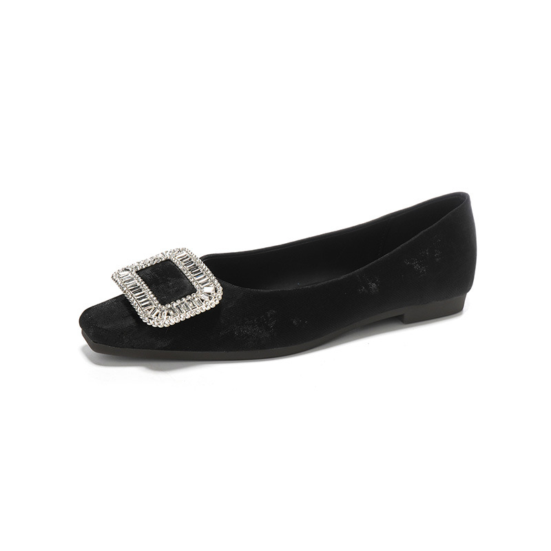 Női lapos cipő - négyszögletes orr, mikroszálas felsőrész, gumitalp, slip-on