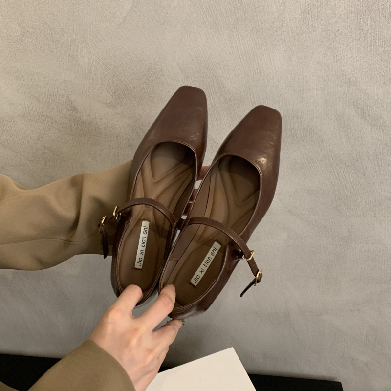 Mary Jane cipele, kvadratnog nosa, gornji dio od mikrovlakna, slip-on, niski masivni potplat