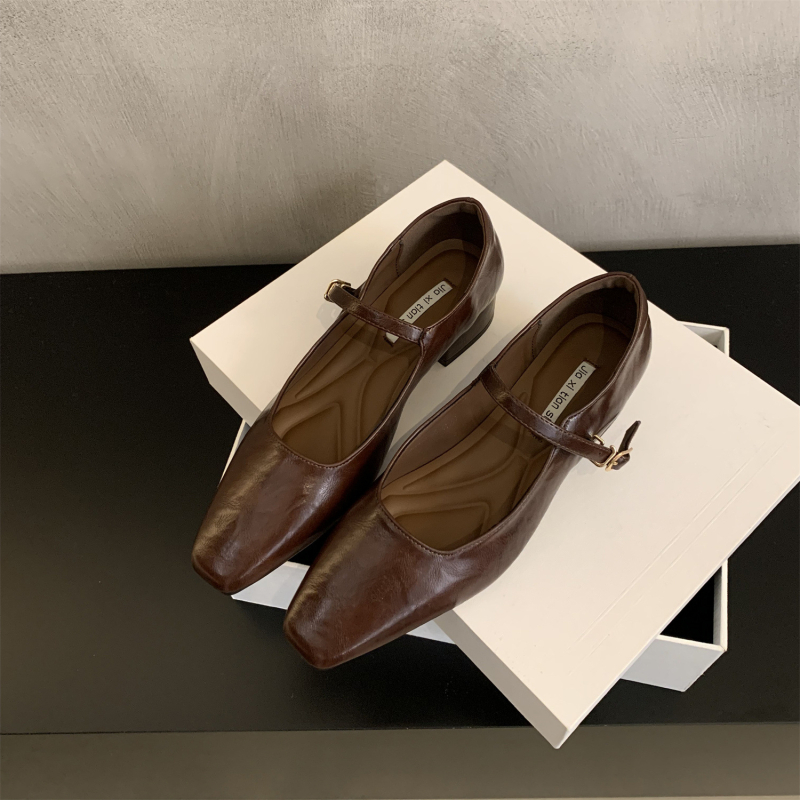 Mary Jane cipele, kvadratnog nosa, gornji dio od mikrovlakna, slip-on, niski masivni potplat