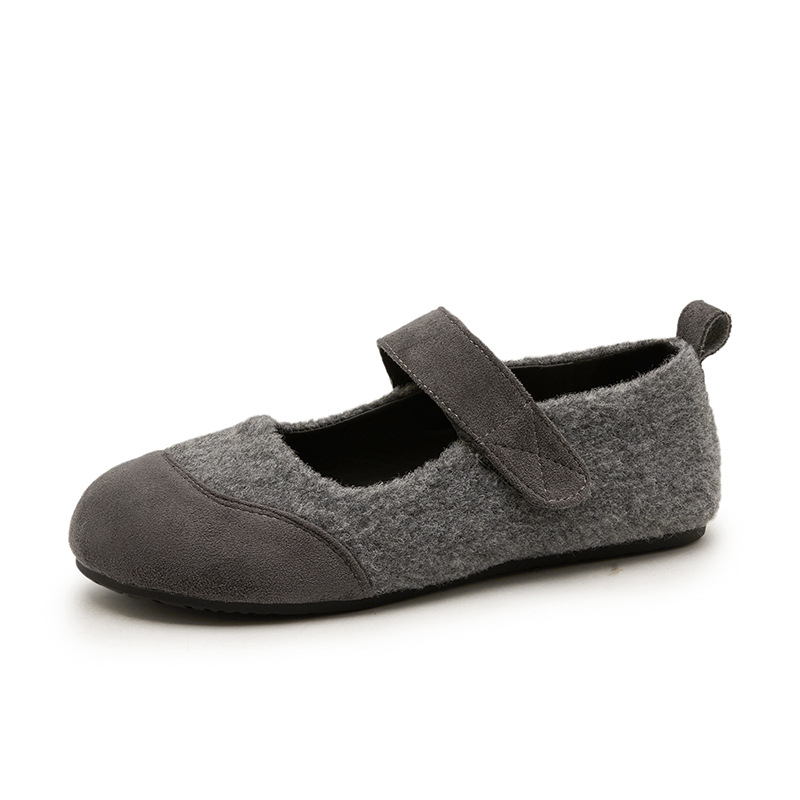 Mary Jane cipele s Velcro kopčom, okrugli nos, umjetni pliš, PU ulošak, gumeni potplat