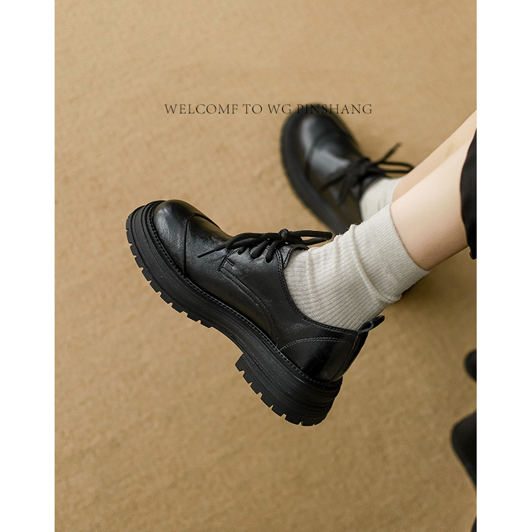 Ženske loaferice s vezicama, retro stil, okrugli vrh, koža od mikrovlakana, srednja peta 3–5 cm