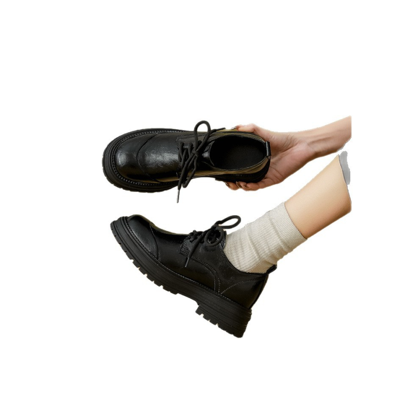 Ženske loaferice s vezicama, retro stil, okrugli vrh, koža od mikrovlakana, srednja peta 3–5 cm