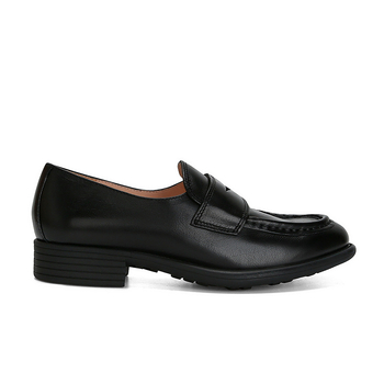 Ženske kožne loaferice s okruglim vrhom, gornji dio od kravljeg kože, niski pet 1–3 cm, debela gumena potplata