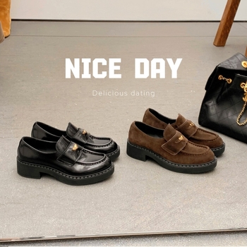Loafers od prave kože s okruglim nosom, niski pet 1–3 cm, gumeni đon