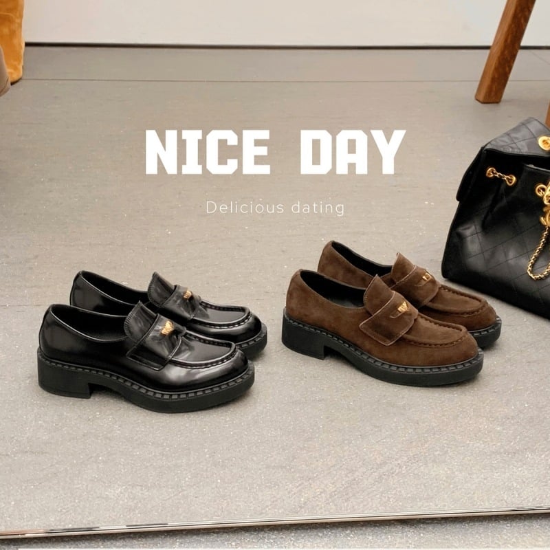 Loafers od prave kože s okruglim nosom, niski pet 1–3 cm, gumeni đon