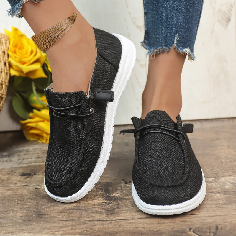Ženske loafers - svakodnevne slip-on, okrugli nos, PU gornji dio, niski profil, gumeni potplat (PU uložak, PU gornji dio, okrugli nos, niski profil, gumeni potplat)