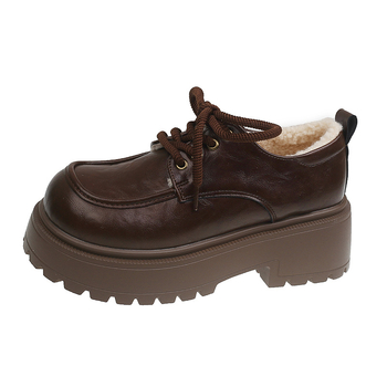 Ženske loaferice, britanski stil s debelim potplatom, zaobljeni vrh, gornji dio: Super Fiber, ulošak PU, potplat: guma, visina pete 3-5 cm